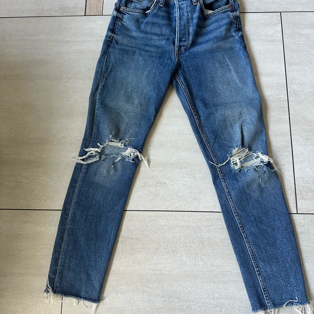 Re/done straight leg distressed jeans